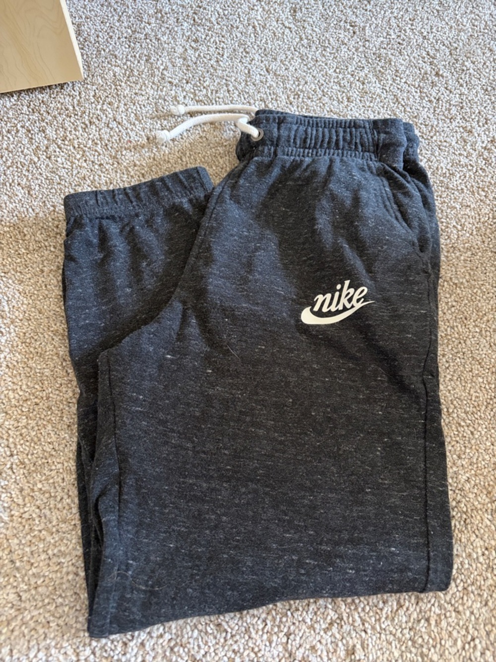 Nike Kids Black Heather Joggers with White Logo